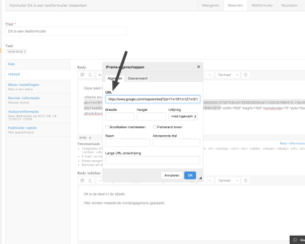 Plak bij URL het stukje link die je gekopieerd had.