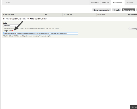 Voeg dit toe in het vakje 'Target URL'. Klik op 'Toevoegen'.