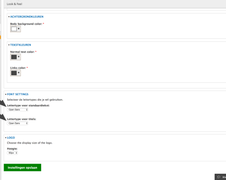 Je kan voor de titels als voor de volledige tekst een lettertype kiezen. Dit kan verschillende zijn.