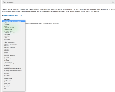Je ziet een selectievak waar je de gewenste taal kan activeren.