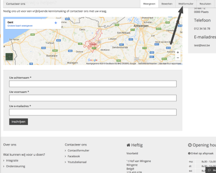 Klik bovenaan op 'Webformulier'.