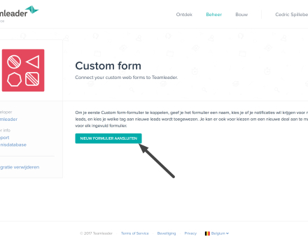 Klik op 'Nieuw formulier aansluiten'.