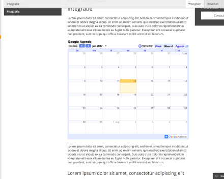 Je zal zien dat de agenda werd toegevoegd aan de pagina.