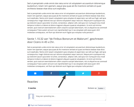 Klik onderaan het blogartikel op het icoontje van LinkedIn.