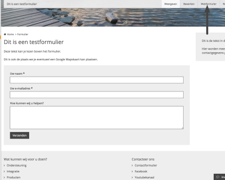 Klik rechtsboven op 'Webformulier'