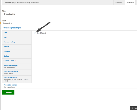 Pagina publiceren/depubliceren
