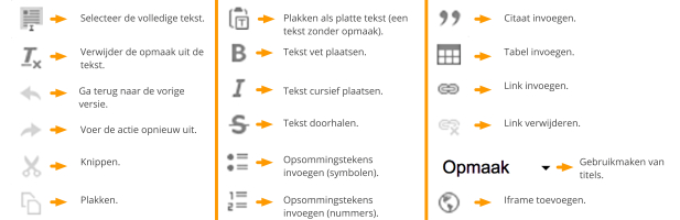 Wat zijn de opmaakmogelijkheden met de tekst?